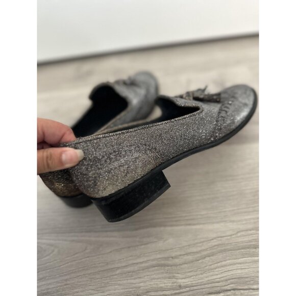 Stuart Weitzman Guything Pyrite Wingtip Tassels Nocturn Metallic Loafers Size 10 - Picture 7 of 12